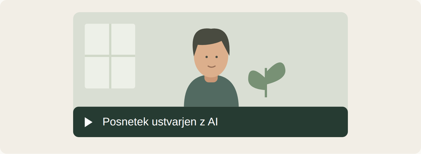 Ilustriran posnetek z vidno oznako, da je ustvarjen z AI.